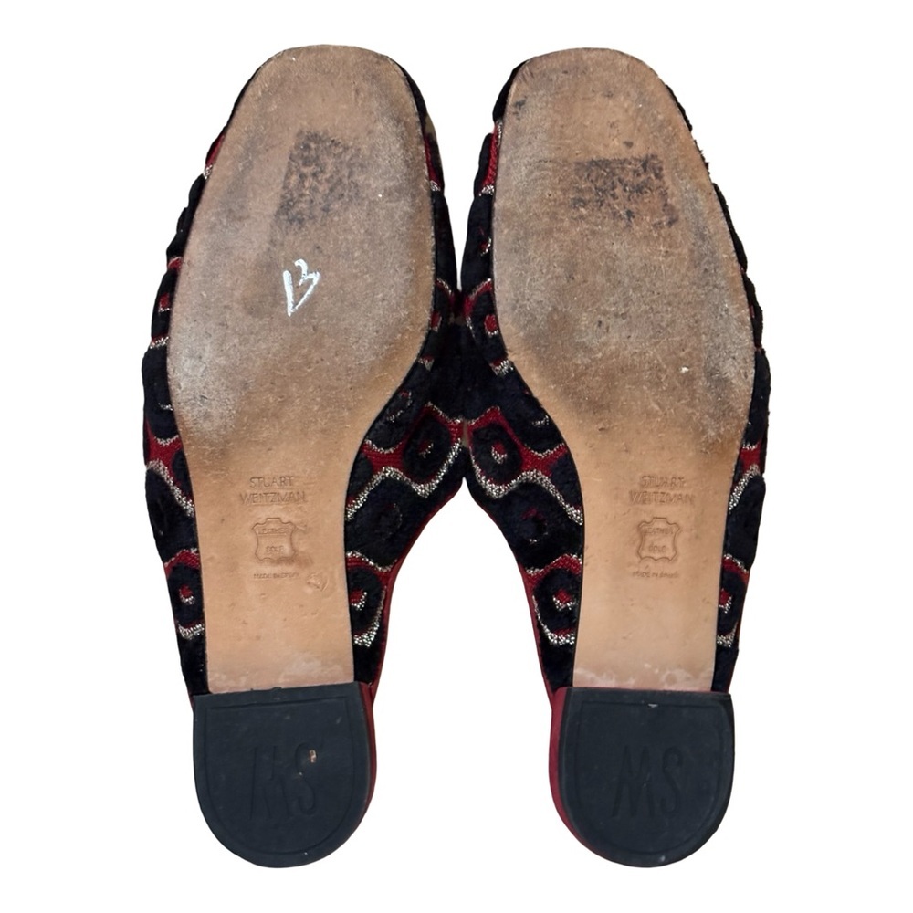 Stuart Weitzman Mulearky Red & Black Geometric Slip On Mule - Picture 8 of 9